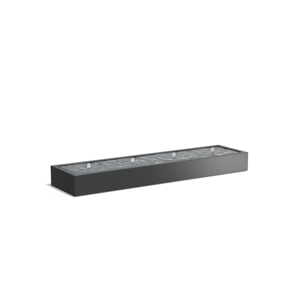 Aluminium Watertafel 4000 x 1000 x 400 (4 fonteinen + LED) Aluminium Watertafel 4000 x 1000 x 400 (4 fonteinen + LED)