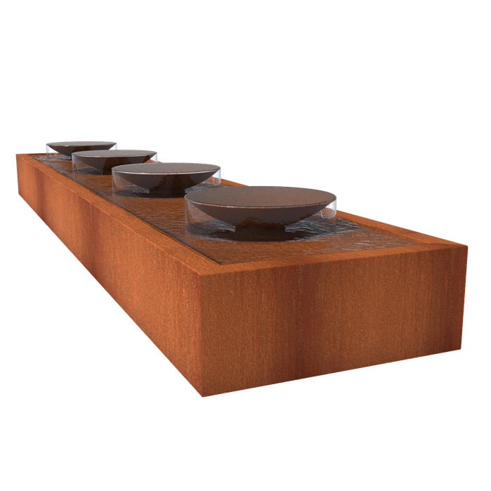 CorTen Watertafel  5000 x 1000 x 400 (4 schalen) CorTen Watertafel  5000 x 1000 x 400 (4 schalen)