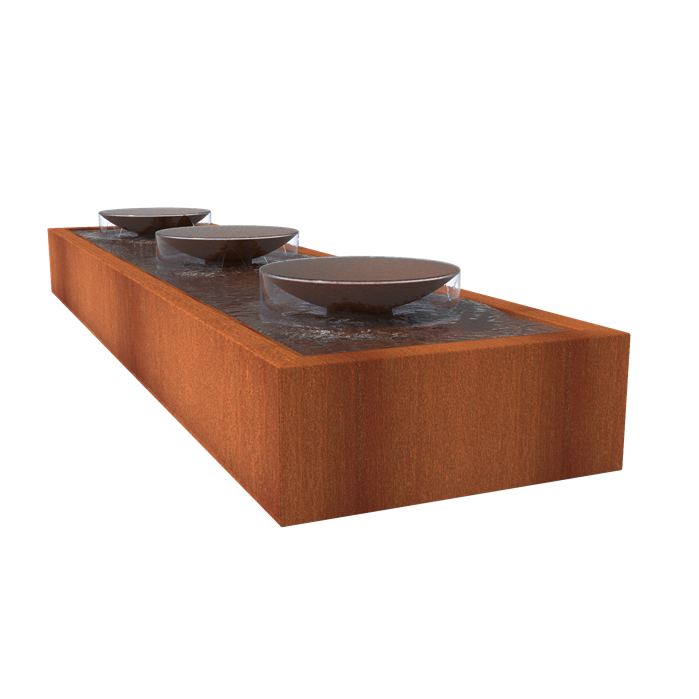 CorTen Watertafel  4000 x 1000 x 400 ( 3 schalen) CorTen Watertafel  4000 x 1000 x 400 ( 3 schalen)