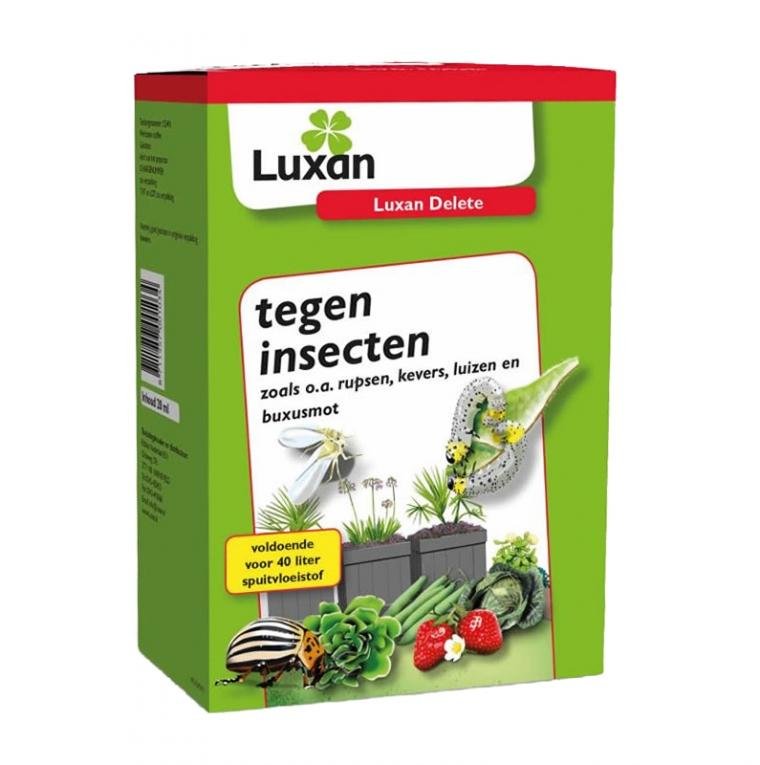 Luxan Delete 20 ml tegen insecten (rupsen, kevers, luizen, buxusmot, enz)
13.1527

Webshop » Insectenbestrijding » Insectenbestrijding